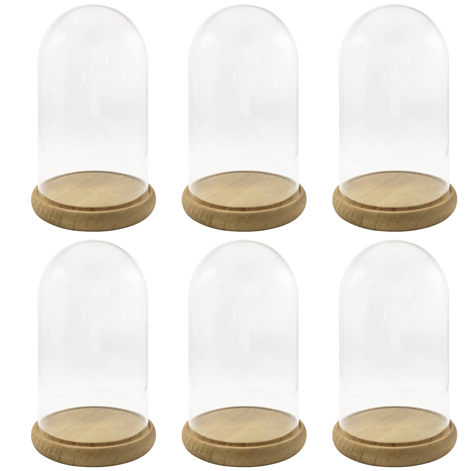 6 Pack: 9.5" Glass Cloche with Wood Base by Ashland®